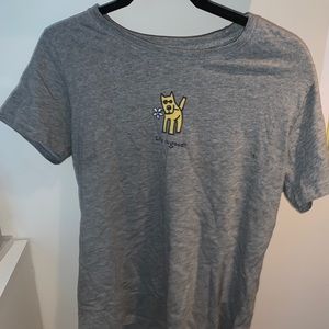 vintage life is good t shirt with dog and flowers